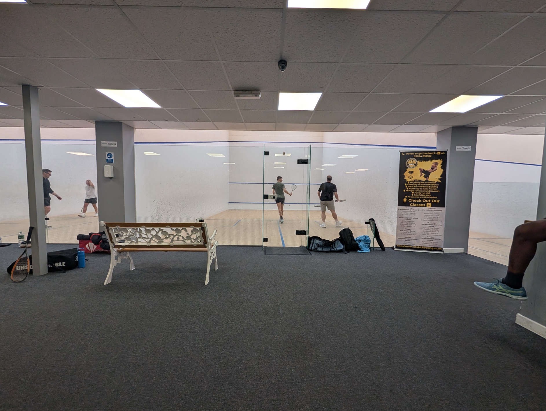 Squash courts and viewing area at St Augustine's Sports Centre